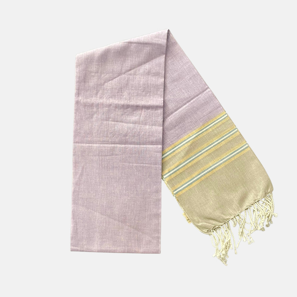 Cotton Shawl with Colorful Stripes: Lavender Purple