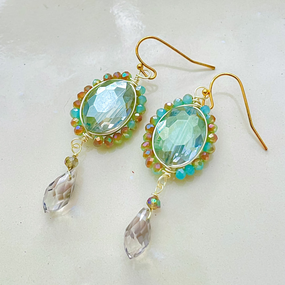 Elegant Faceted Oval Gemstone Earrings