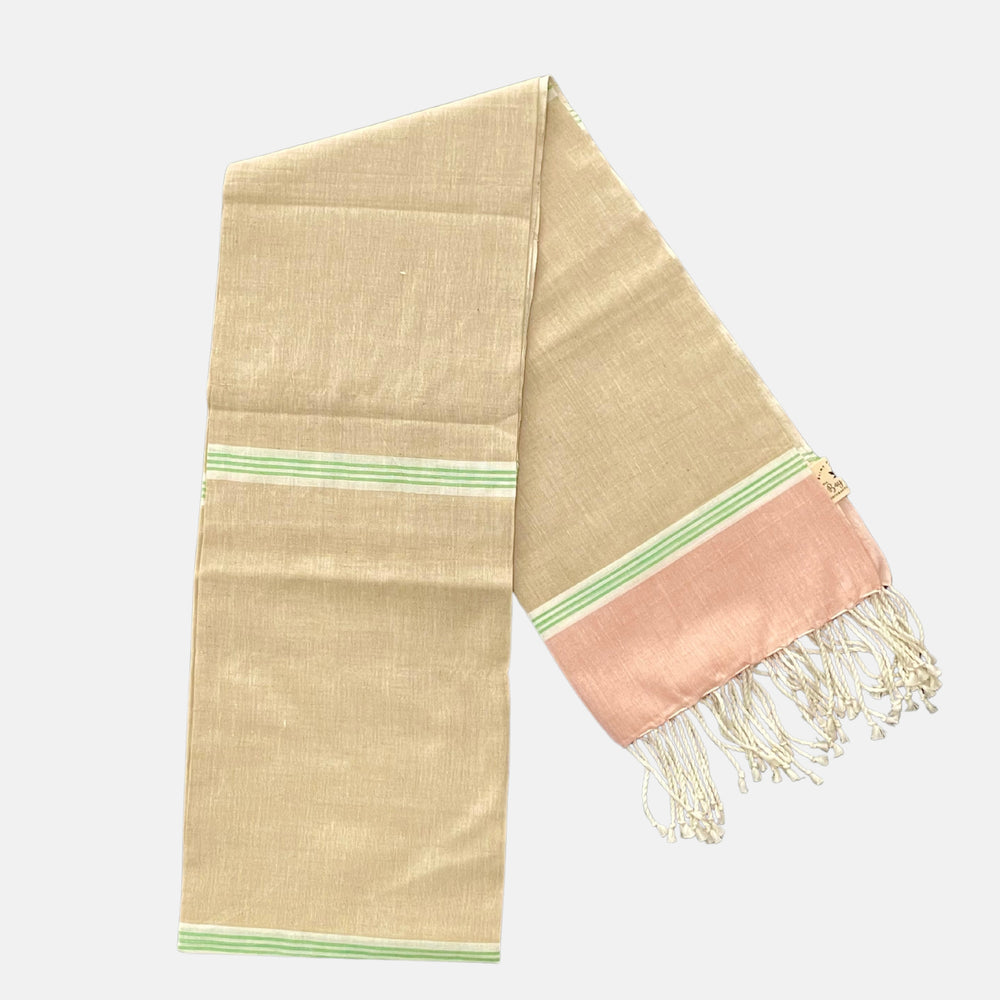 Cotton Shawl with Colorful Stripes: Beige