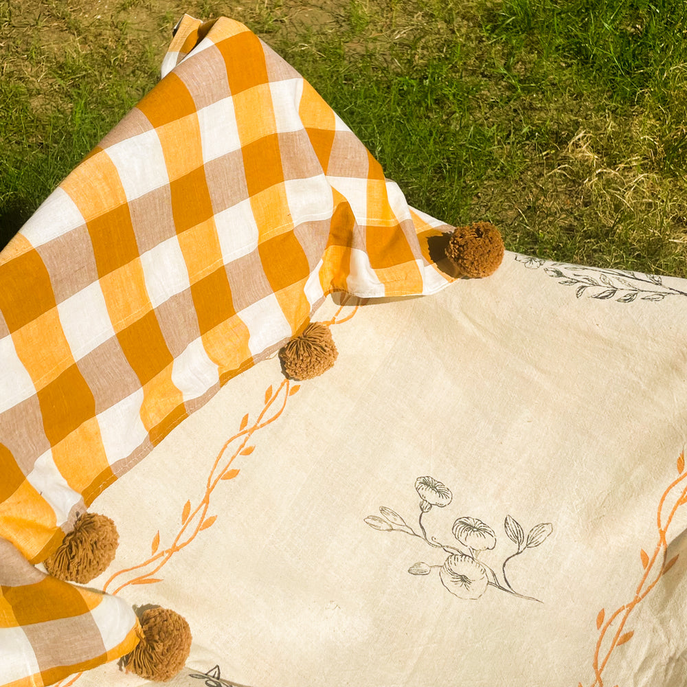 Aura Bloom Cotton Throw (White Edition)