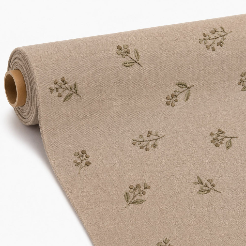 Botanical Floral Machine Embroidery Fabric Roll