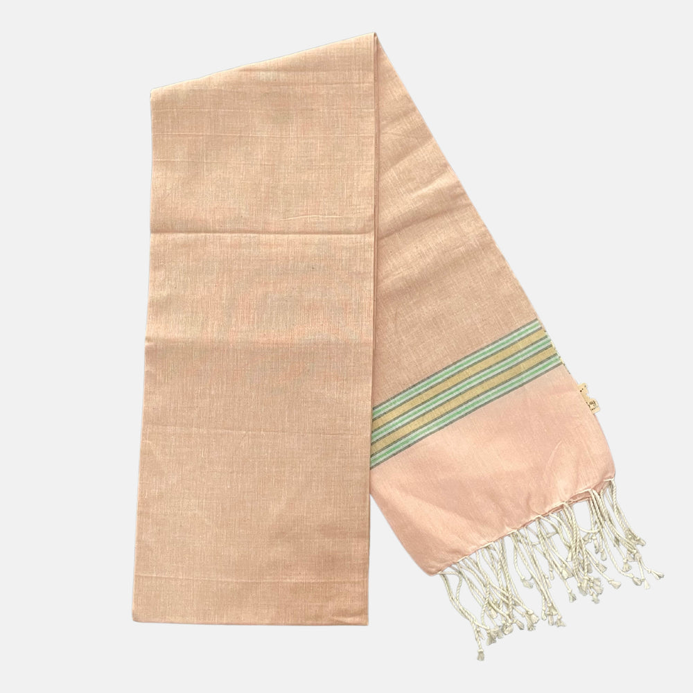 Cotton Shawl with Colorful Stripes: Light Pink