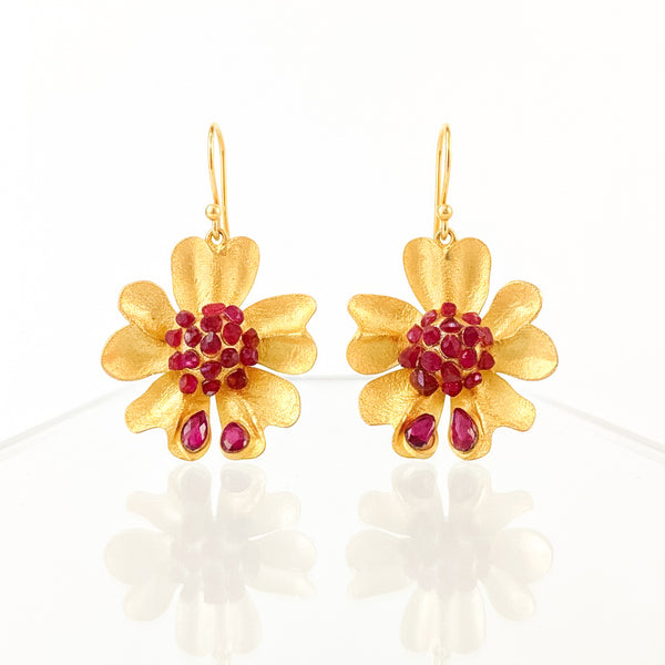 Elegant Garnet Bloom Earrings