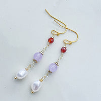 Elegant Beaded Gemstone Dangle Earrings