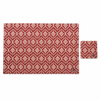 Cotton Placemat and Coaster Set (Screen Print-Red)