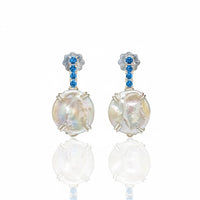 Elegant Coin Pearl and Topaz Drop Earrings