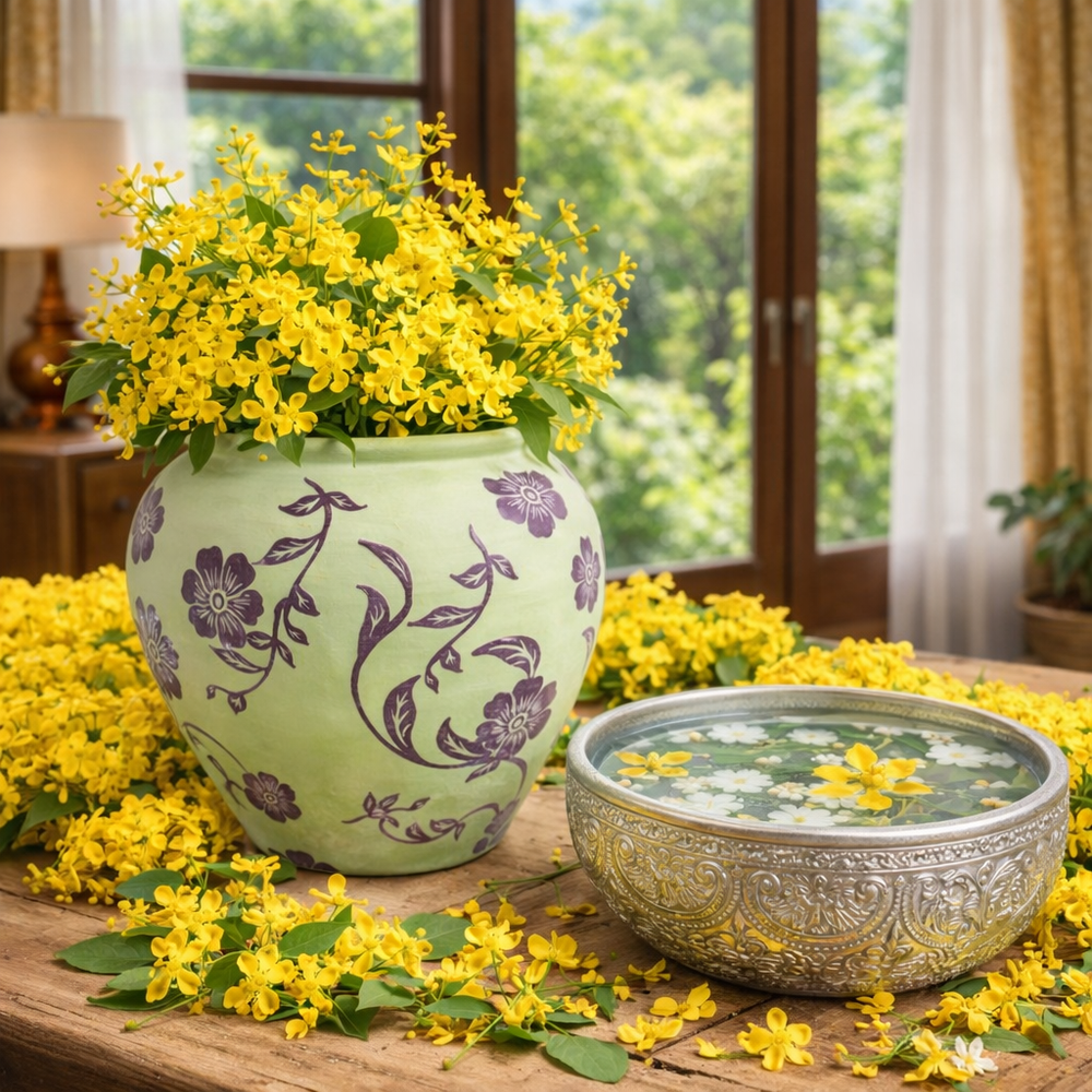 Thingyan Decorative Atar Pot: Fresh Mint Green