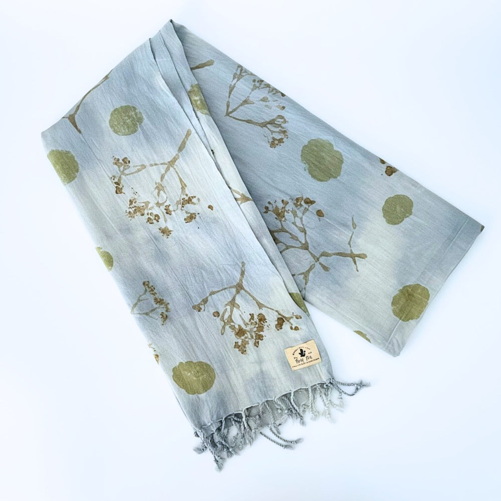 Garten: Eco Print Shawl Natural Cotton with Botanical Prints