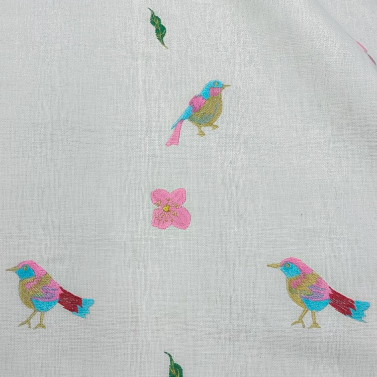 Colorful Birds & Blossoms Fabric