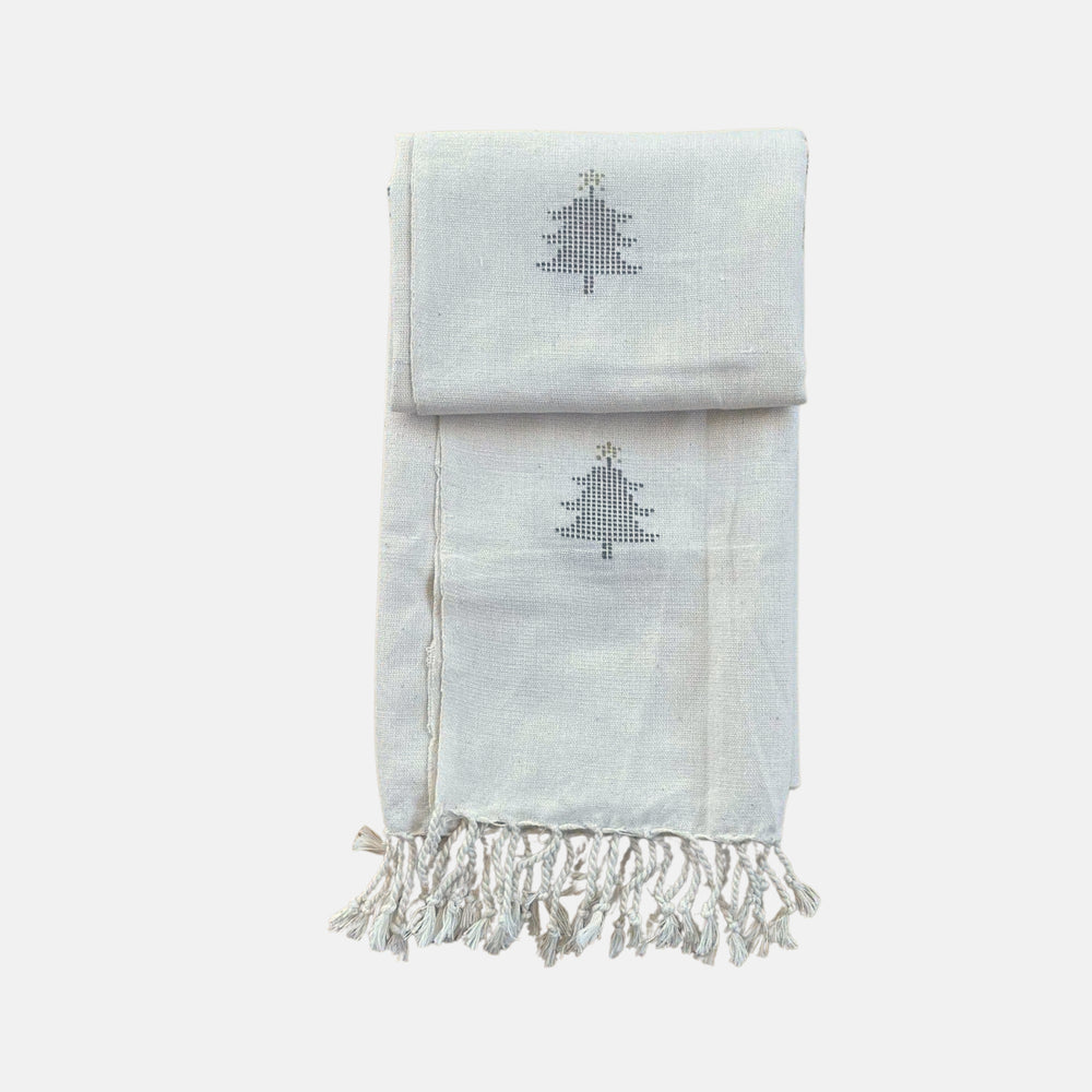 Festive Evergreen Christmas Cotton Shawl