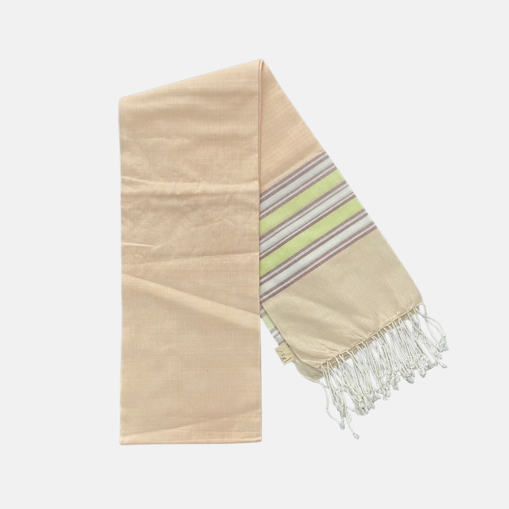 Cotton Shawl with Colorful Stripes: Peach Pink