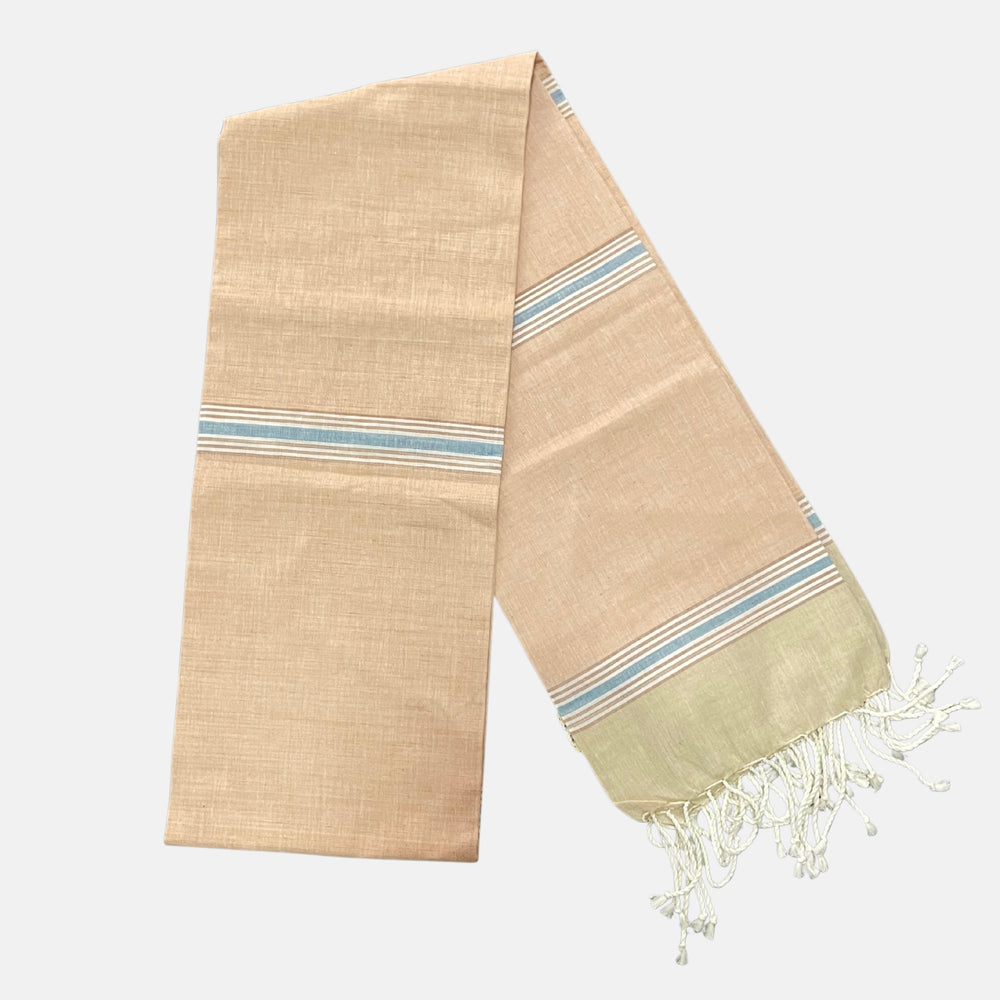 Cotton Shawl with Colorful Stripes: Light Pink