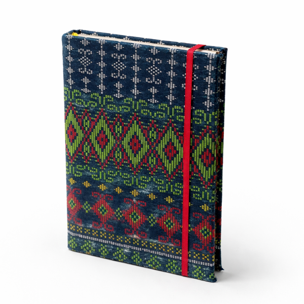 Notebook with Myanmar Acheik Pattern Flowers & Diamonds