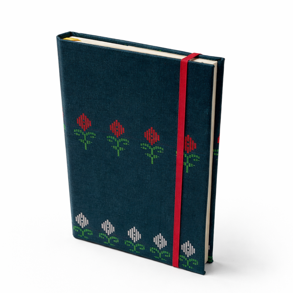 Notebook with Myanmar Acheik Pattern Red and White Hnin Si