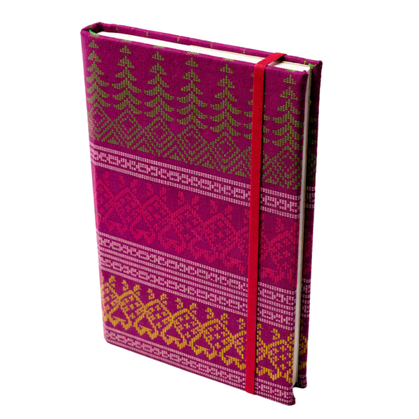 Notebook with Myanmar Acheik Pattern Mixed Lines