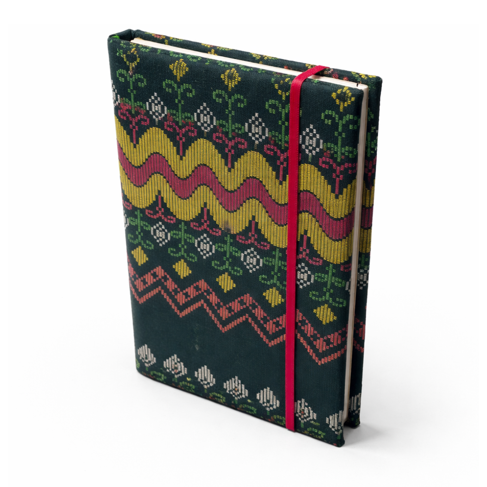 Notebook with Myanmar Acheik Pattern Flower Field