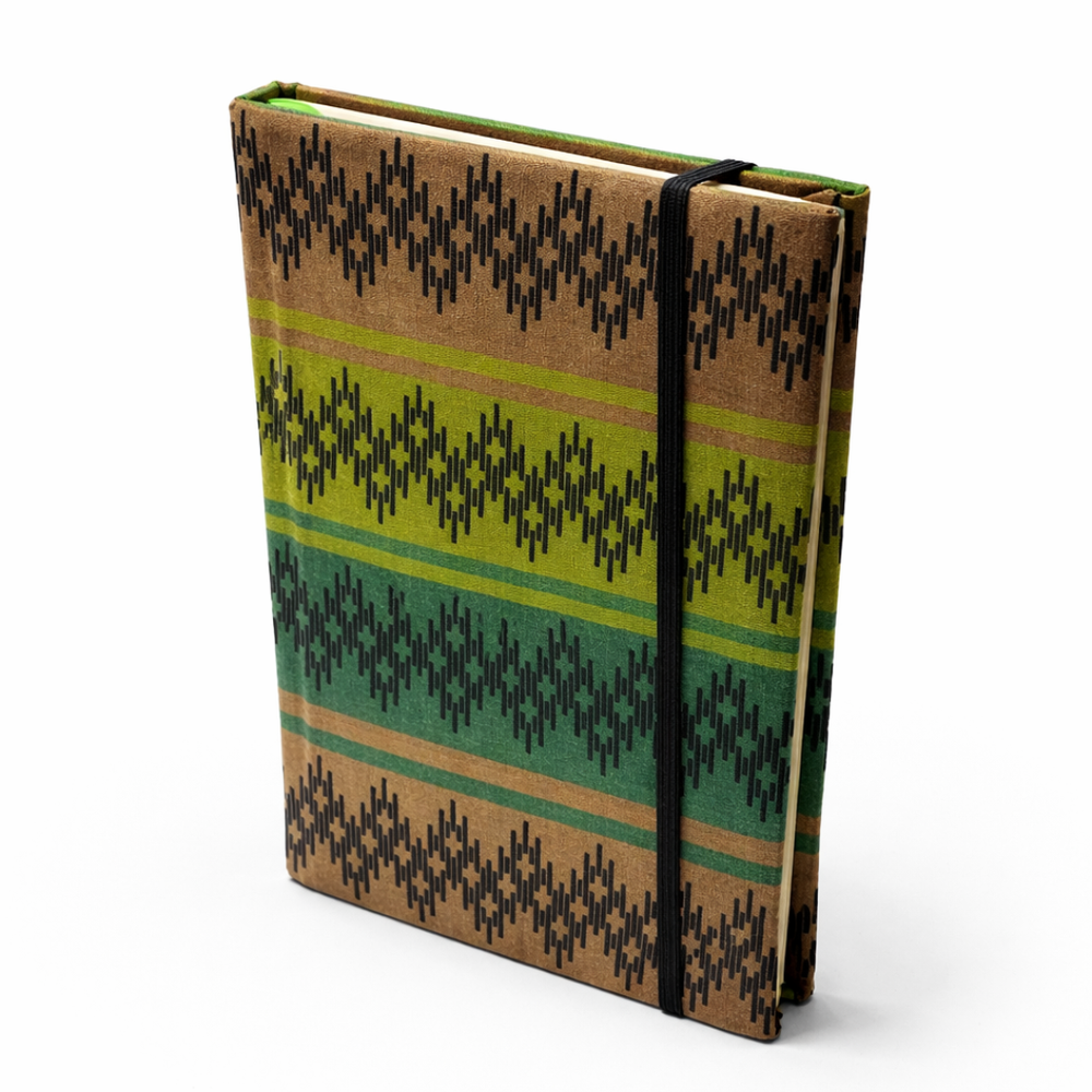 Notebook with Myanmar Acheik Pattern Mixed Lines