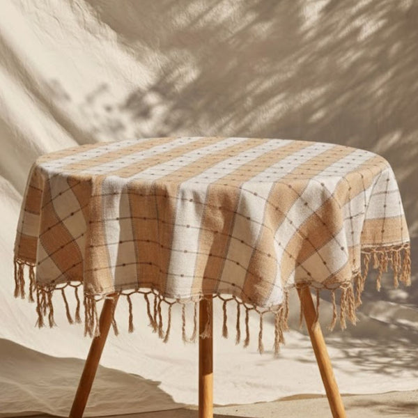Handwoven Cotton Round Tablecloth
