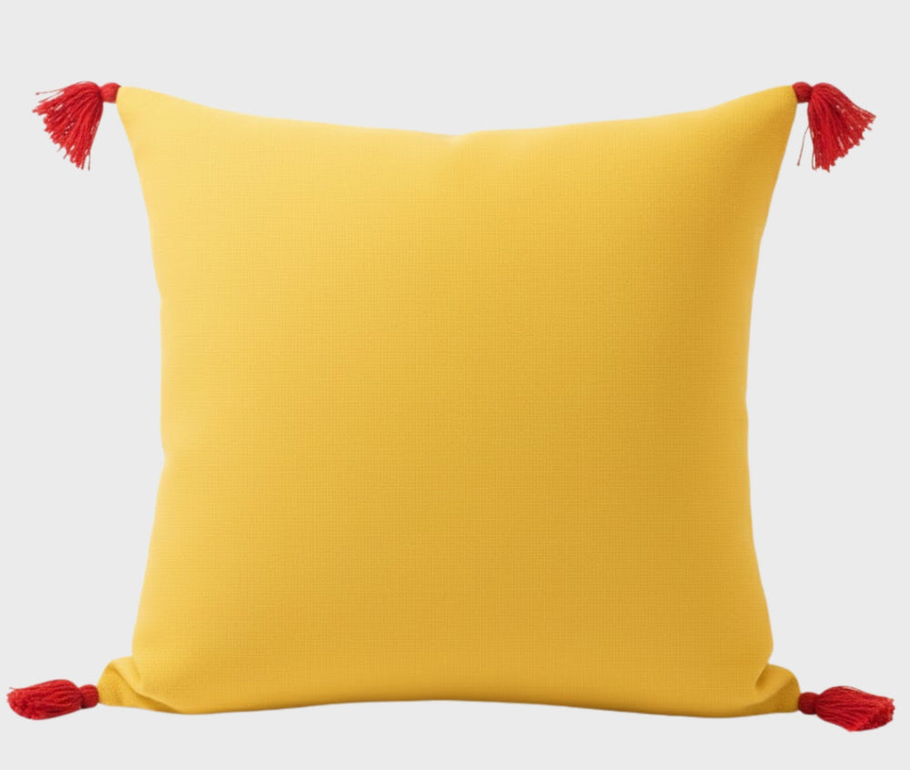 Shae Satt Collection: Handwoven Cushion Cover (Yellow) (With Inner Pillow)