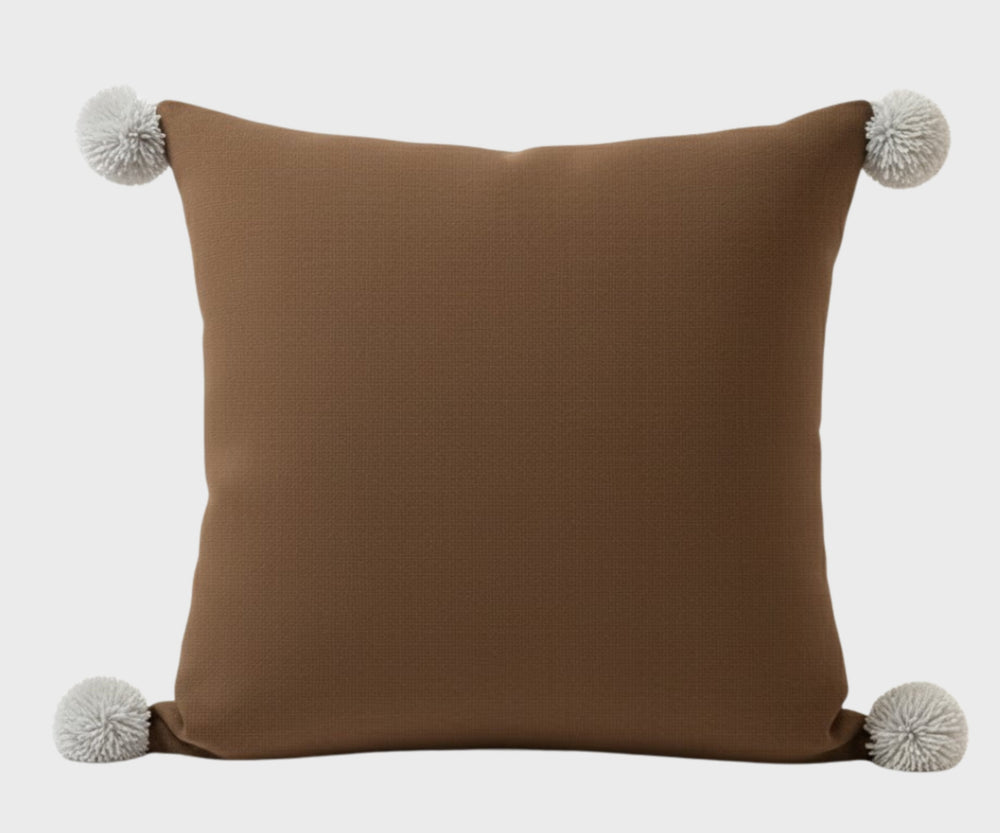 Shae Satt Collection: Handwoven Cushion Cover (Brown) (With Inner Pillow)