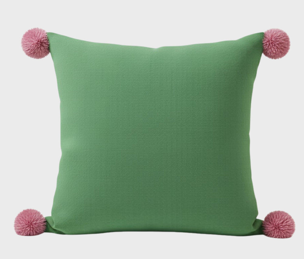 Shae Satt Collection: Handwoven Cushion Cover (Green) (With Inner Pillow)