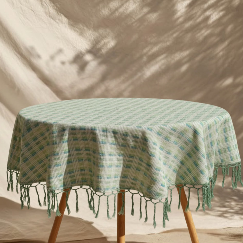 Handwoven Cotton Round Tablecloth