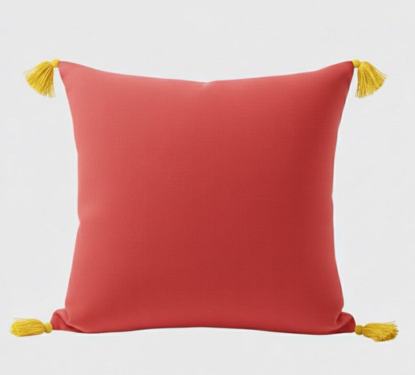 Shae Satt Collection: Handwoven Cushion Cover(Red) (With Inner Pillow)