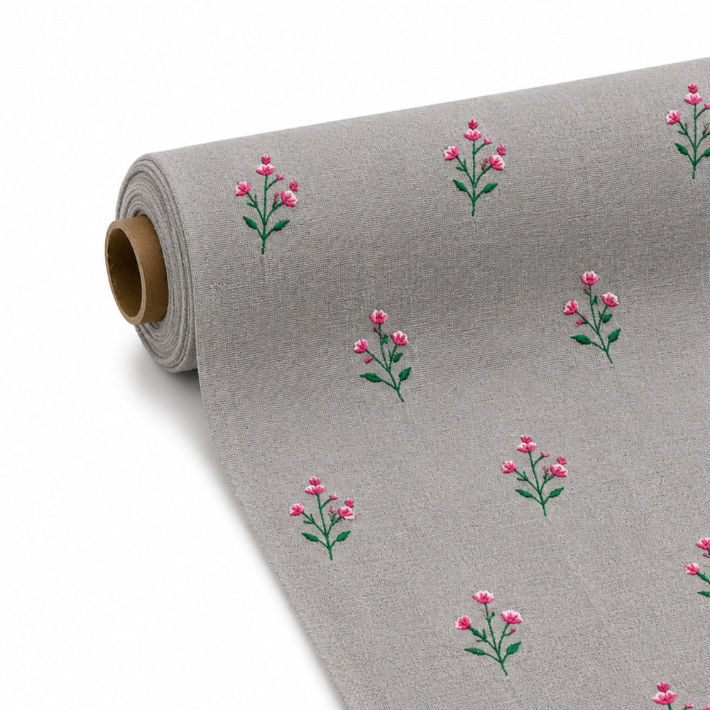 Peony Bloom Machine Embroidery Fabric Roll