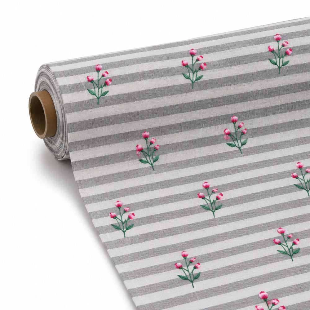 Peony Bloom Machine Embroidery Fabric Roll
