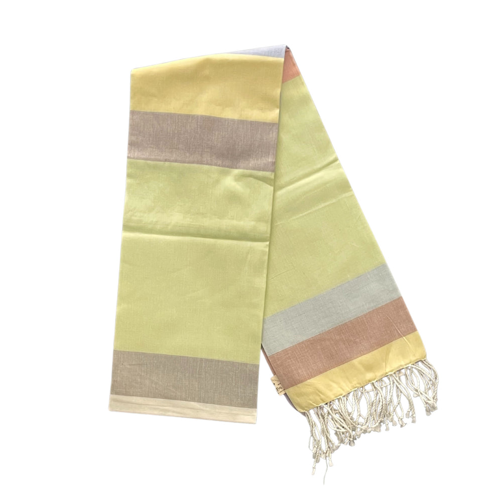 Cotton Shawl with Colorful Stripes: Lemon Yellow
