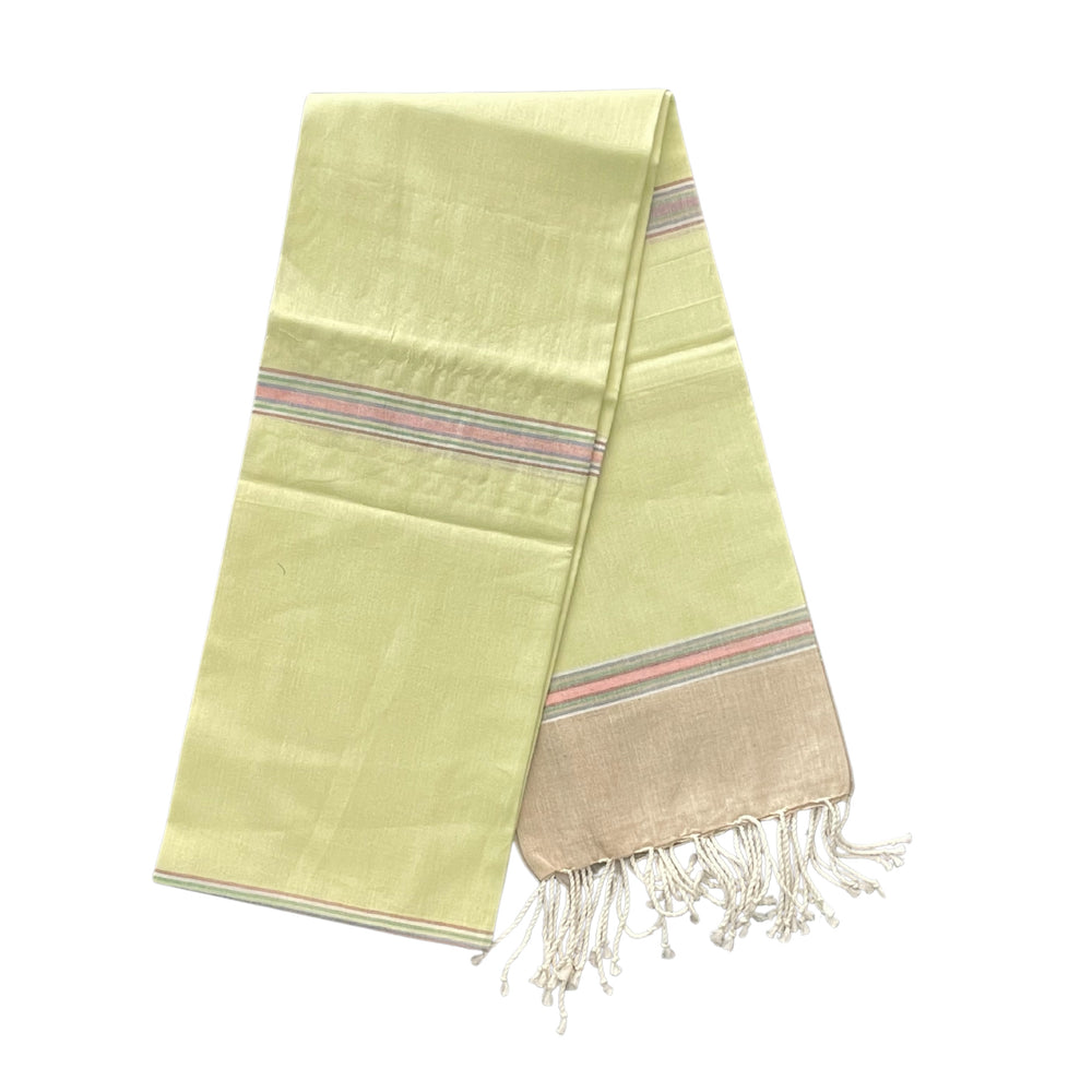 Cotton Shawl with Colorful Stripes: Lemon Yellow