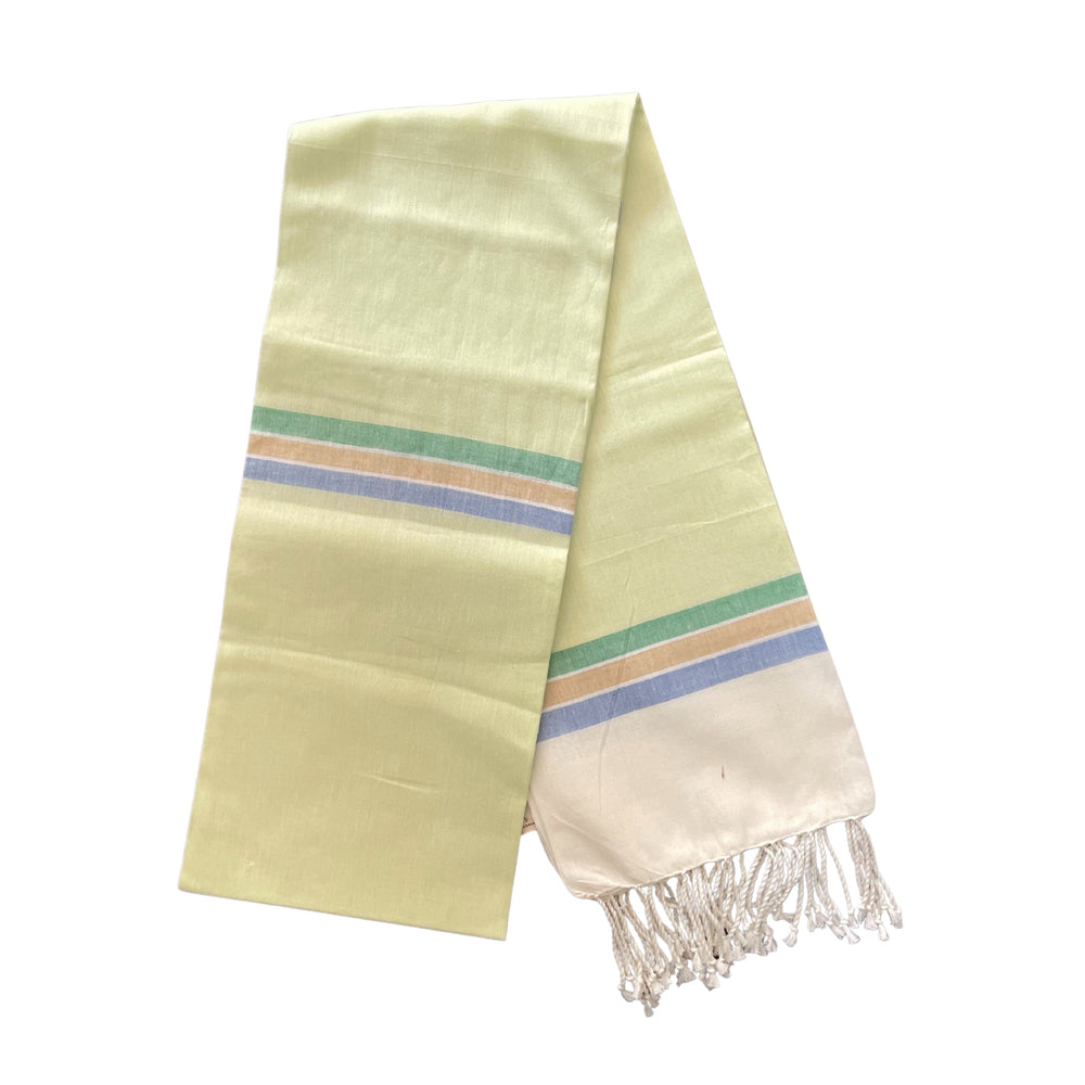 Cotton Shawl with Colorful Stripes: Lemon Yellow