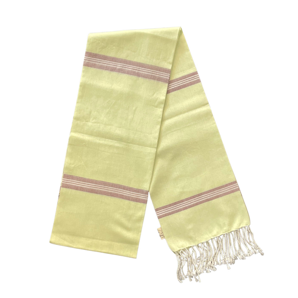 Cotton Shawl with Colorful Stripes: Lemon Yellow
