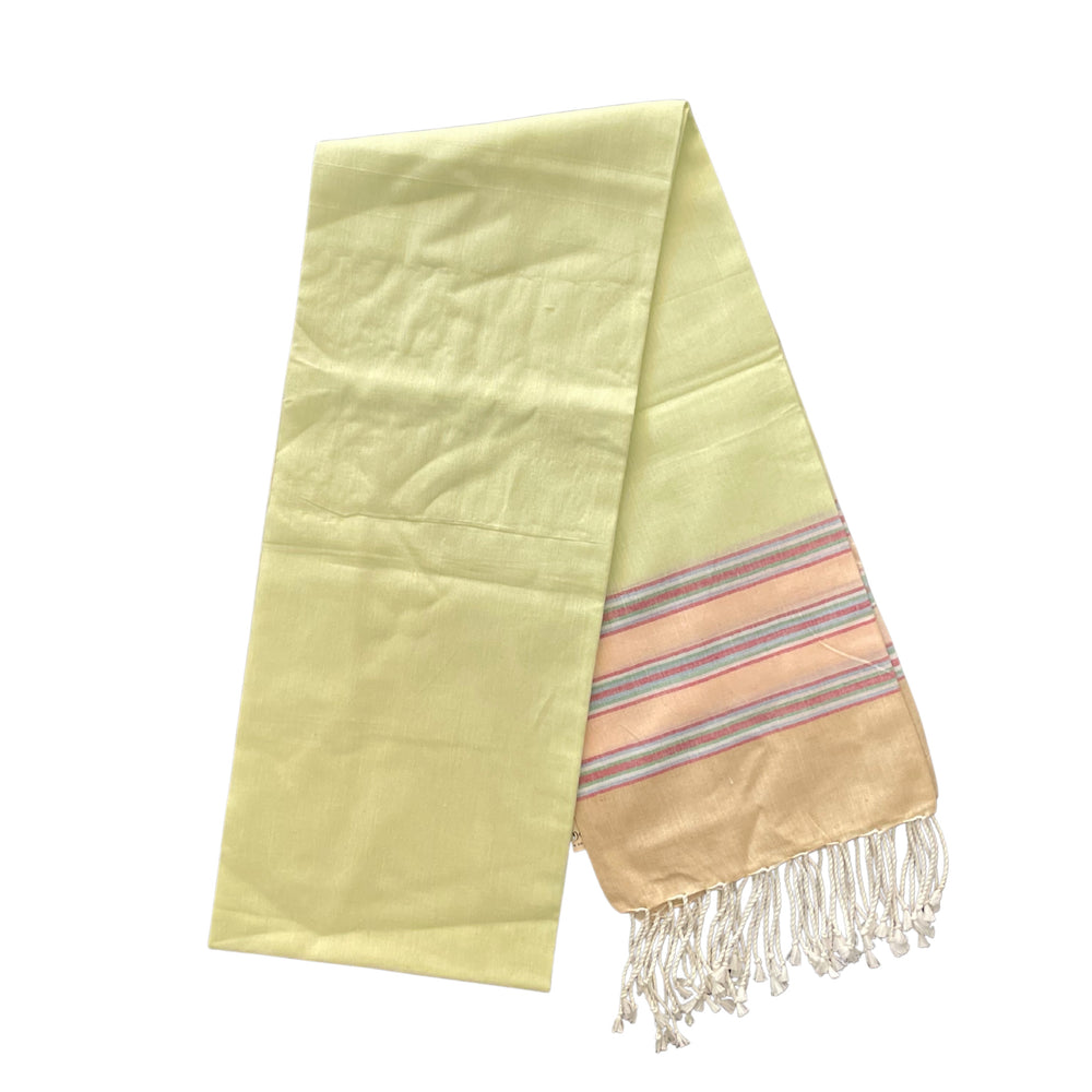 Cotton Shawl with Colorful Stripes: Lemon Yellow