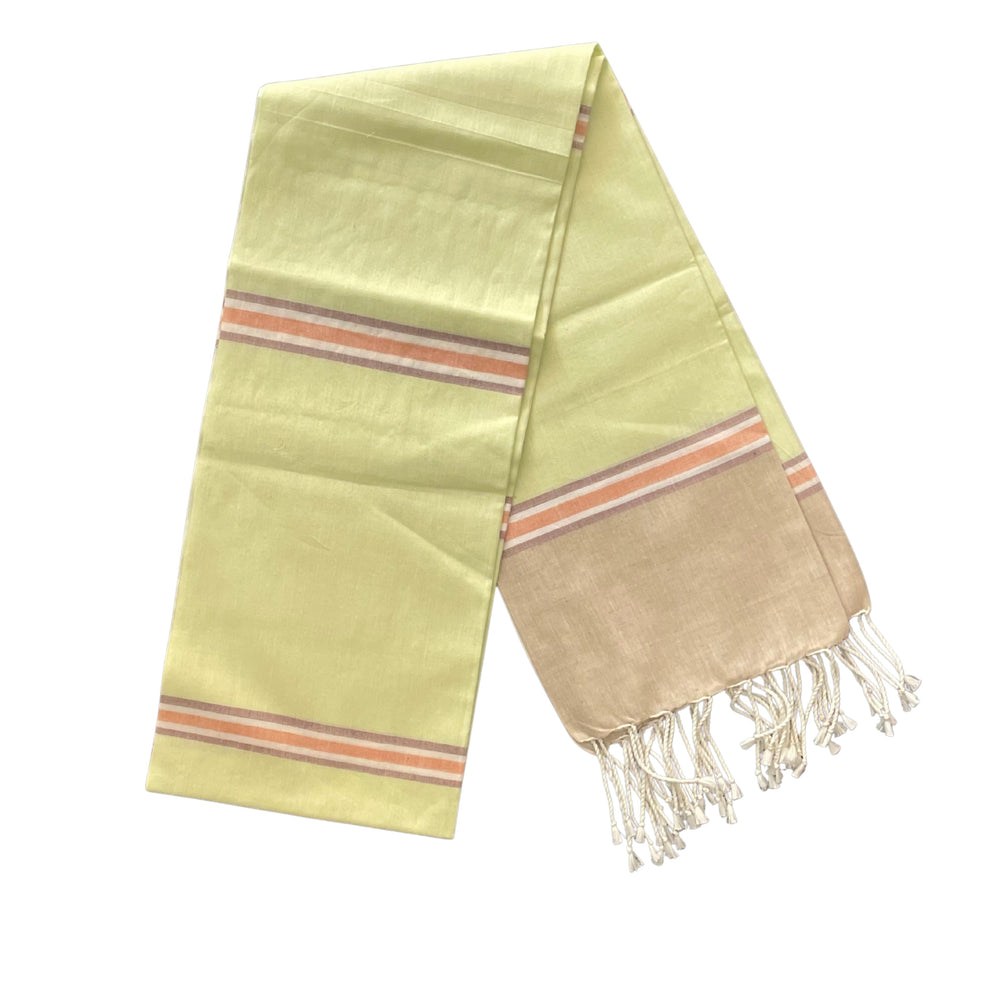 Cotton Shawl with Colorful Stripes: Lemon Yellow