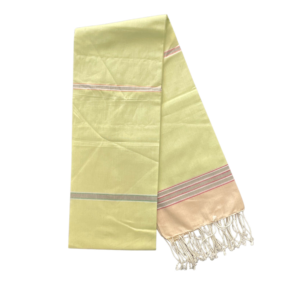 Cotton Shawl with Colorful Stripes: Lemon Yellow