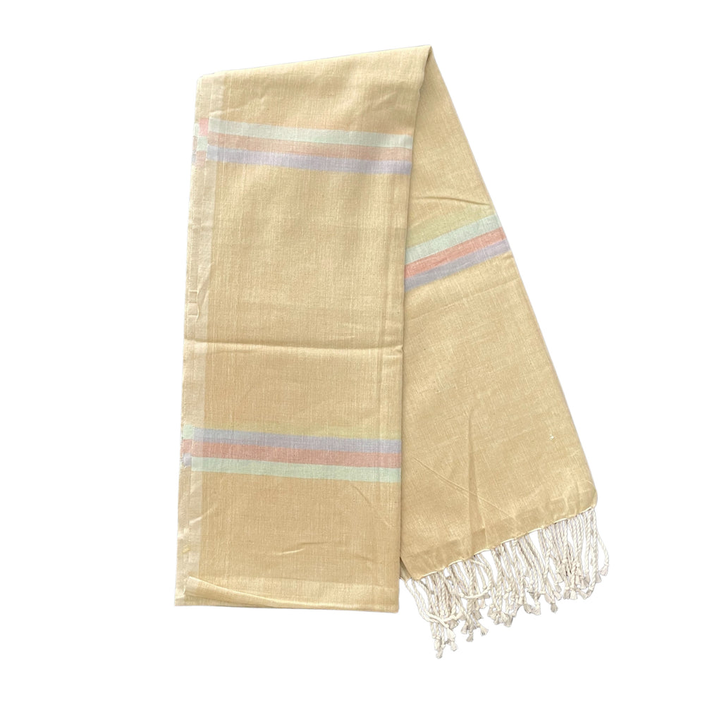 Cotton Shawl with Colorful Stripes: Butter Yellow