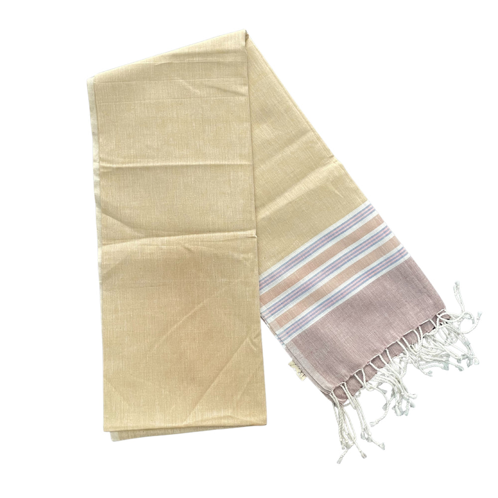 Cotton Shawl with Colorful Stripes: Butter Yellow