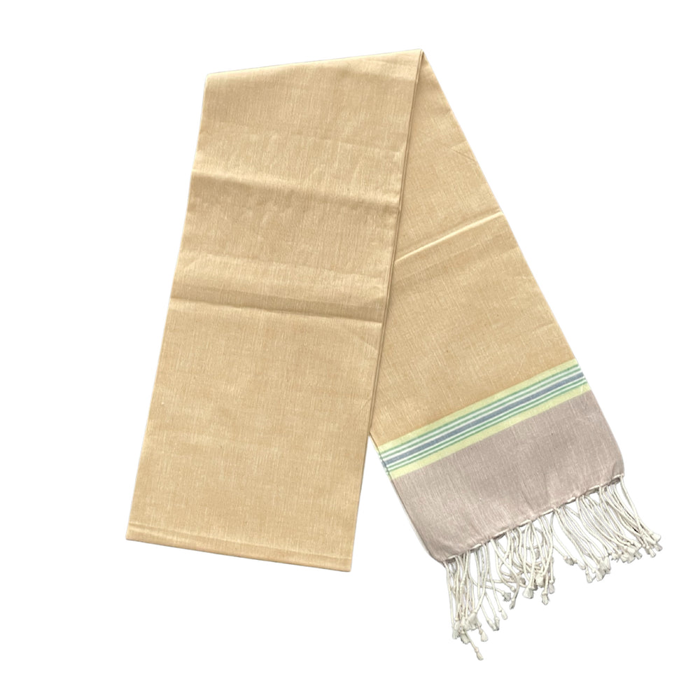 Cotton Shawl with Colorful Stripes: Butter Yellow