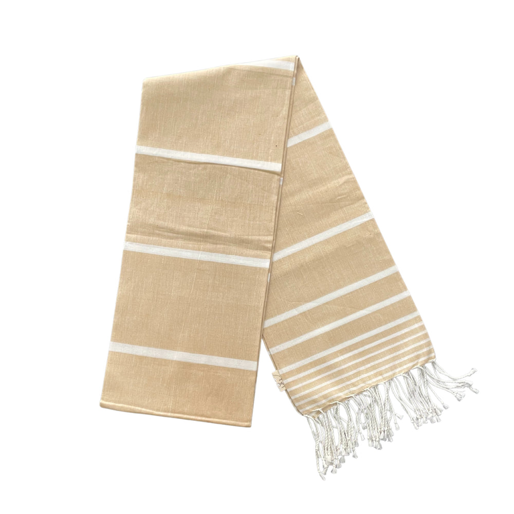 Cotton Shawl with Colorful Stripes: Butter Yellow