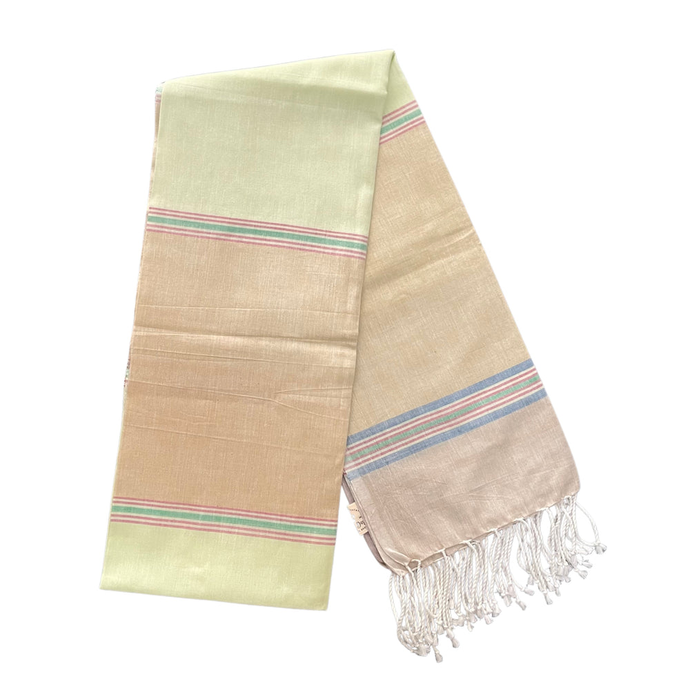 Cotton Shawl with Colorful Stripes: Butter Yellow