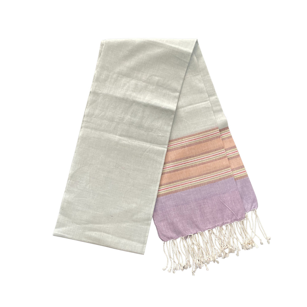 Cotton Shawl with Colorful Stripes: Sky Blue
