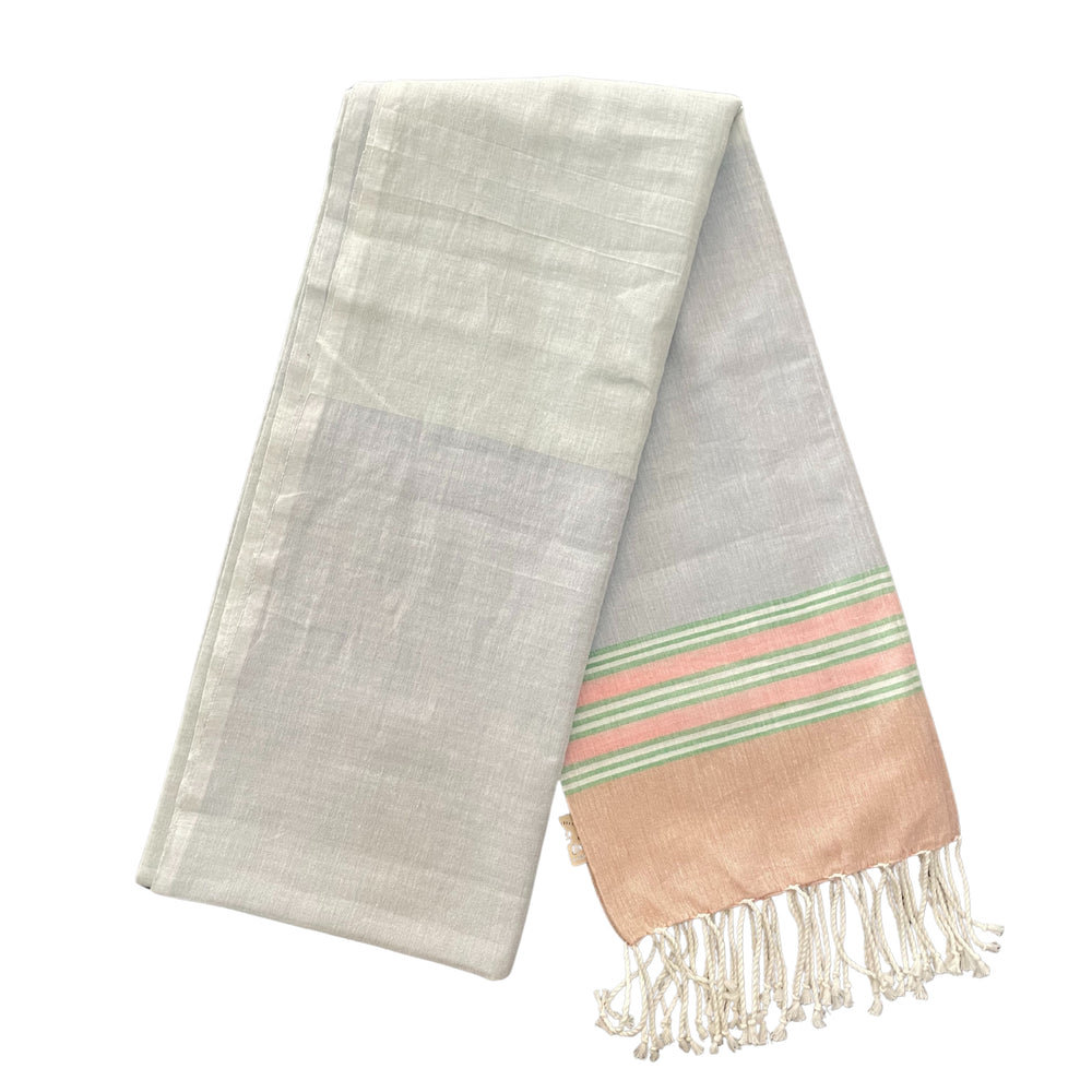 Cotton Shawl with Colorful Stripes: Sky Blue