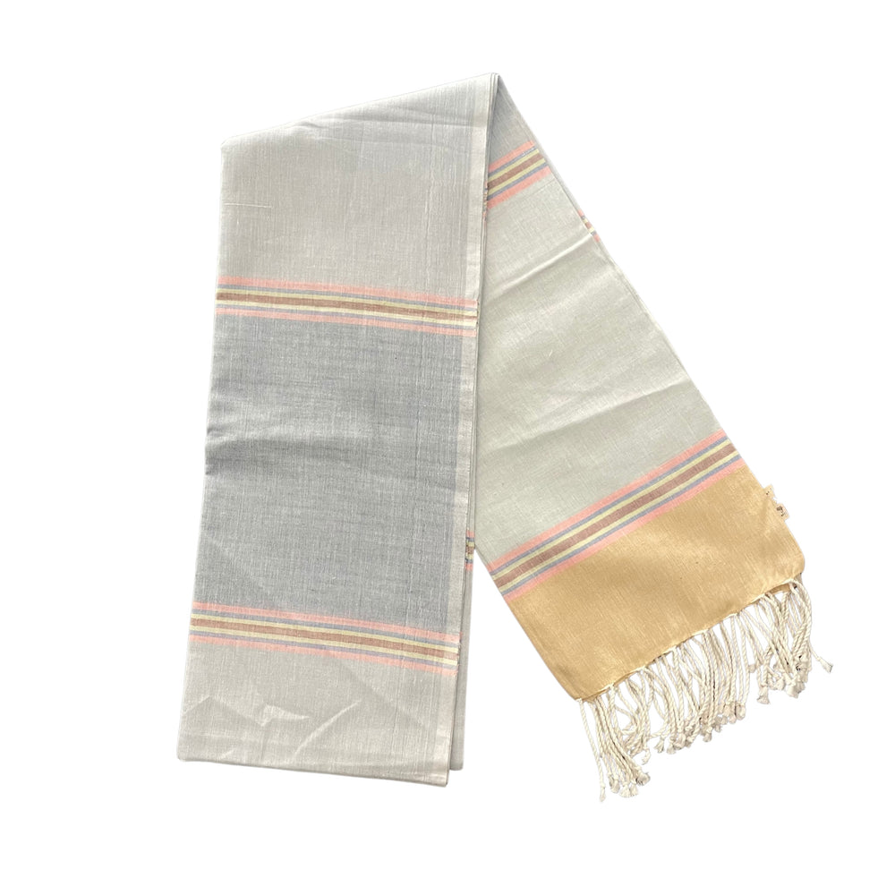 Cotton Shawl with Colorful Stripes: Sky Blue