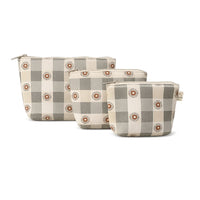 Matcha Check Pattern Pouch Set (3 Pcs)