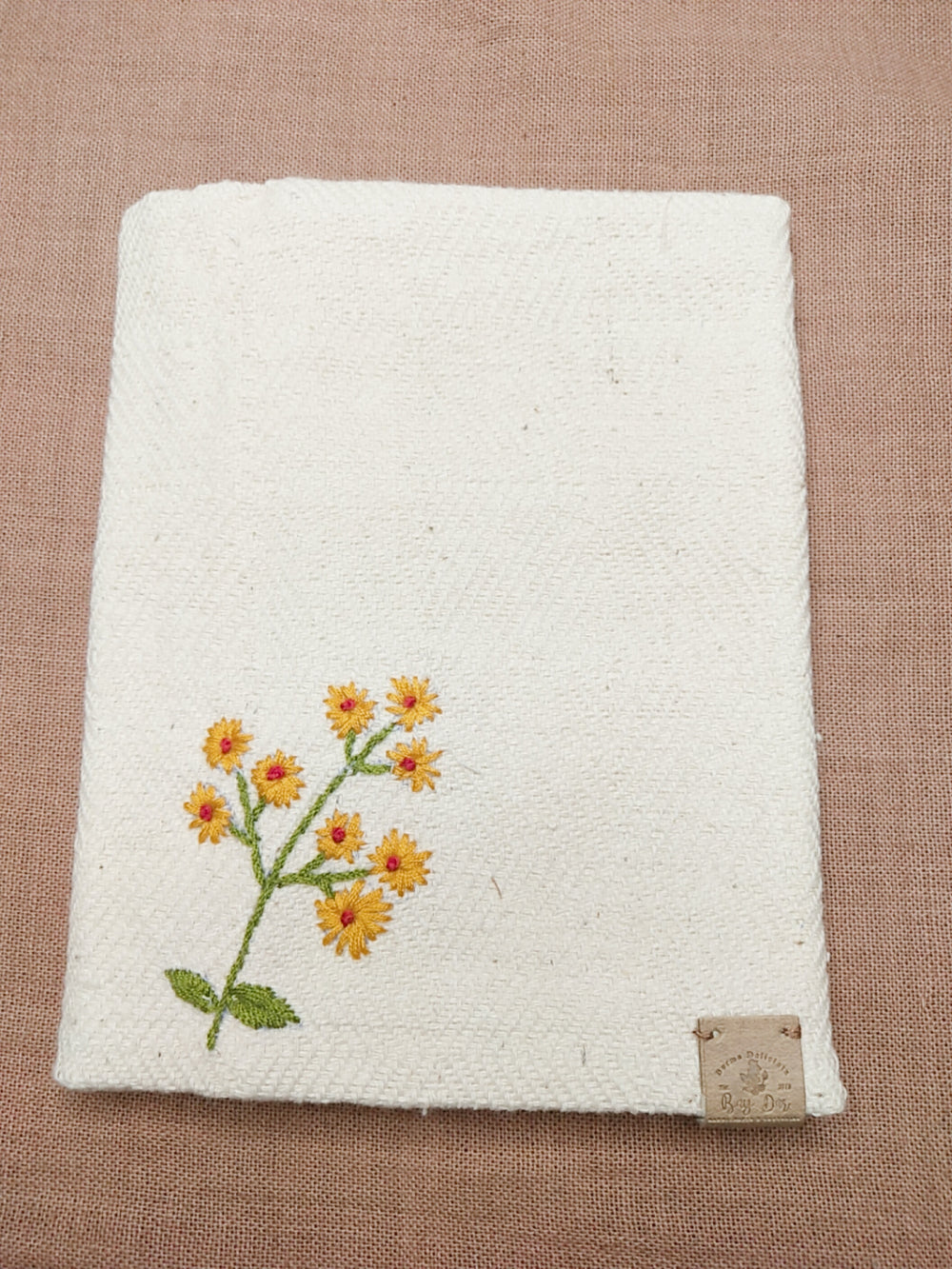 100% Cotton Book Cover with Beautiful Embroidery Flowers (Design 1)