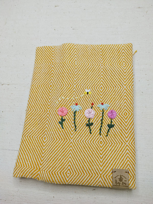 100% Cotton Book Cover with Beautiful Embroidery Flowers (Design 3)