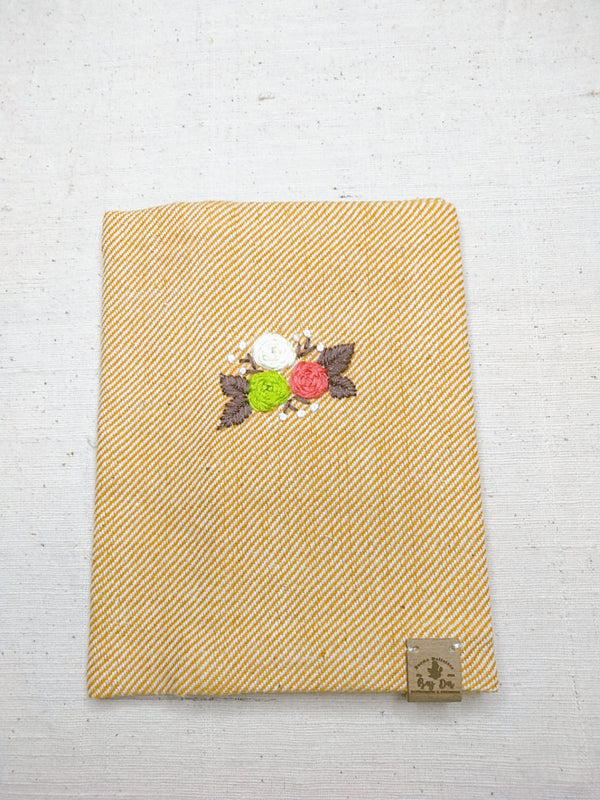 100% Cotton Book Cover with Beautiful Embroidery Flowers (Design 3)
