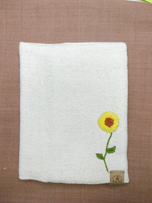 100% Cotton Book Cover with Beautiful Embroidery Flowers (Design2 )