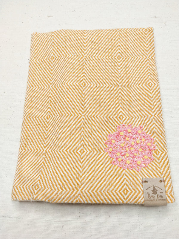 100% Cotton Book Cover with Beautiful Embroidery Flowers (Design2 )